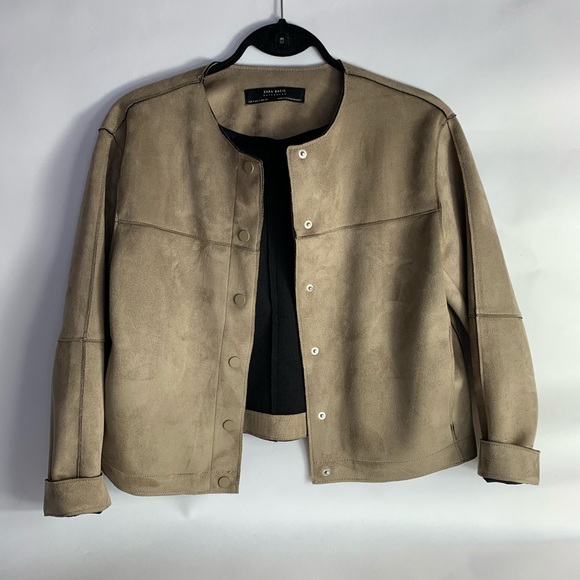 ZARA BASIC Suede Effect Jacket Size S - 36 - Picture 4 of 8